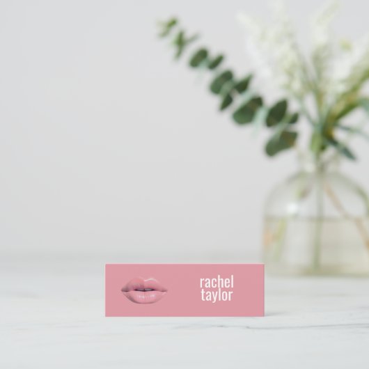 ピンク3Dホットメイクビジネスカード スキニー名刺 (スタンド正面)
