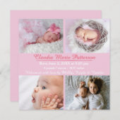 ピンク4の写真-誕生の発表 案内状 (正面/裏面)