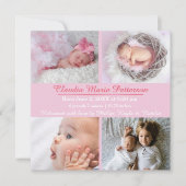 ピンク4の写真-誕生の発表 案内状 (正面)