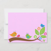 ピンク4バーディ&フラワーズベビーシャワー招待状 招待状 (裏面)