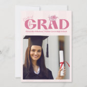 ピンク4写真コケット弓卒業パーティー 招待状 (正面)