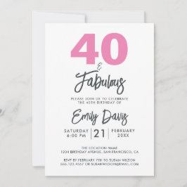 ピンク40と素晴らしい | 40歳の誕生日パーティー 招待状