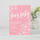 ピンク40th誕生日パーティー 招待状 (スタンド正面)