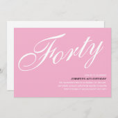ピンク40th誕生日招待状 招待状 (正面/裏面)