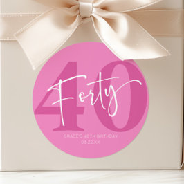 ピンク40th40th誕生日パーティーのお願い ラウンドシール
