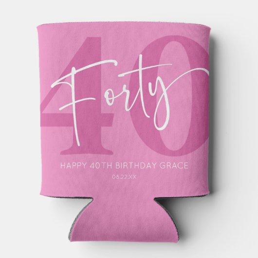 ピンク40th40th誕生日パーティーギフト 缶クーラー (裏面)
