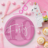 ピンク40th40th誕生日パーティー ペーパープレート (パーティー)