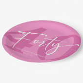 ピンク40th40th誕生日パーティー ペーパープレート (アングル)