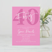 ピンク40th40th誕生日パーティー 招待状 (スタンド正面)