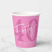 ピンク40th40th誕生日パーティー 紙コップ (正面)