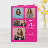 ピンク5モダンフォトコラージュ18誕生日 カード (黄色い花)