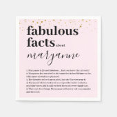 ピンク50と素晴らしいおもしろいファクトバースデーパーティー スタンダードカクテルナプキン (正面)