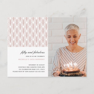 ピンク50と素晴らしいアールデコ写真50歳の誕生日 ポストカード