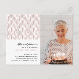 ピンク50と素晴らしいアールデコ写真50歳の誕生日 ポストカード