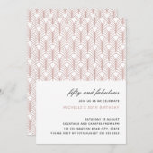 ピンク50と素晴らしいアールデコ50歳の誕生日 招待状 (正面/裏面)