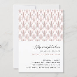 ピンク50と素晴らしいアールデコ50歳の誕生日 招待状