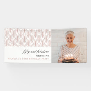 ピンク50と素晴らしいアールデコ50番目の誕生日 横断幕