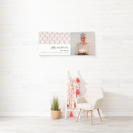 ピンク50と素晴らしいアールデコ50誕生日 横断幕 (インサイチュ)