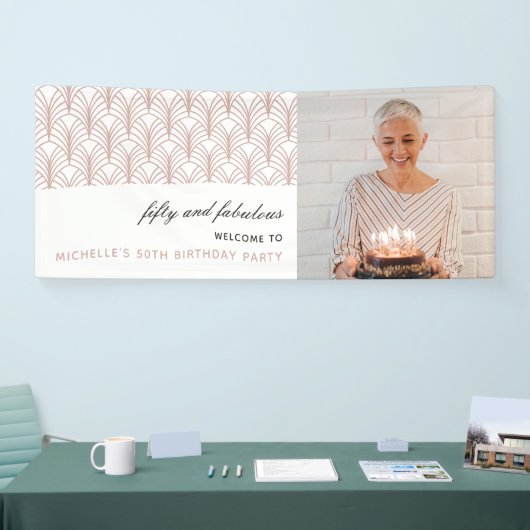 ピンク50と素晴らしいアールデコ50誕生日 横断幕 (トレードショー)