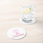 ピンク50と素晴らしいコースター ラウンドペーパーコースター (インサイチュ)