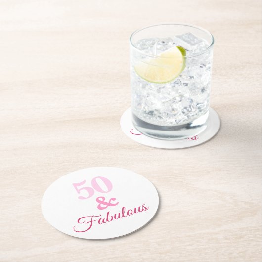 ピンク50と素晴らしいコースター ラウンドペーパーコースター (インサイチュ)