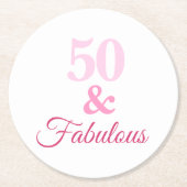 ピンク50と素晴らしいコースター ラウンドペーパーコースター (正面)