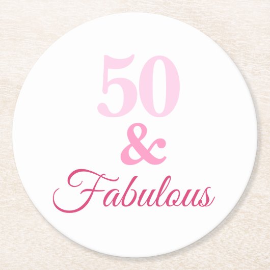 ピンク50と素晴らしいコースター ラウンドペーパーコースター (正面)