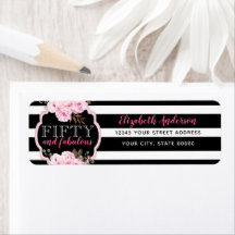 ピンク50と素晴らしいフローラブラック&ホワイトストライプ