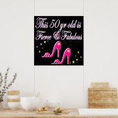 ピンク50と素晴らしい誕生日デザイン ポスター (キッチン)