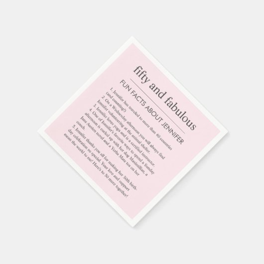 ピンク50と素晴らしい誕生日パーティーのおもしろい事実 スタンダードカクテルナプキン (角)