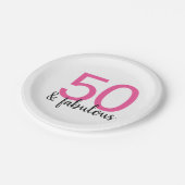 ピンク50と素晴らしい誕生日パーティー紙プレート ペーパープレート (アングル)