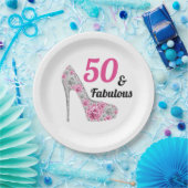 ピンク50と素晴らしい誕生日パーティー ペーパープレート (パーティー)