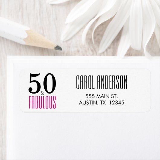 ピンク50と素晴らしい50番目の誕生日差出人住所 ラベル (インサイチュ)