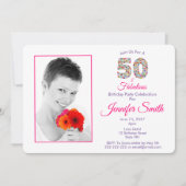 ピンク50と素晴らしい50誕生祝い 招待状 (正面)