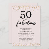 ピンク50歳とファビュラスな誕生日パーティー 招待状 (正面/裏面)