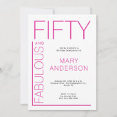 ピンク50歳の誕生日パーティー 招待状 (正面)