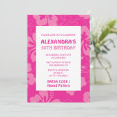 ピンク50歳の誕生日招待状トロピカルハワイ 招待状 (スタンド正面)