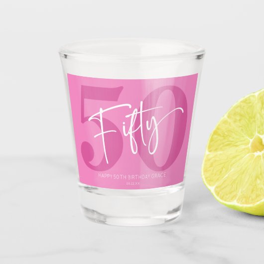 ピンク50歳50歳の誕生日パーティープレゼント ショットグラス (正面)