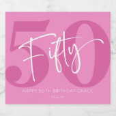 ピンク50歳50歳の誕生日パーティープレゼント スパークリングワインラベル (シングルラベル)