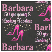 ピンク50番目の誕生日パーソナライズされた靴布 ファブリック (クローズアップ)