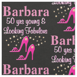 ピンク50番目の誕生日パーソナライズされた靴布 ファブリック