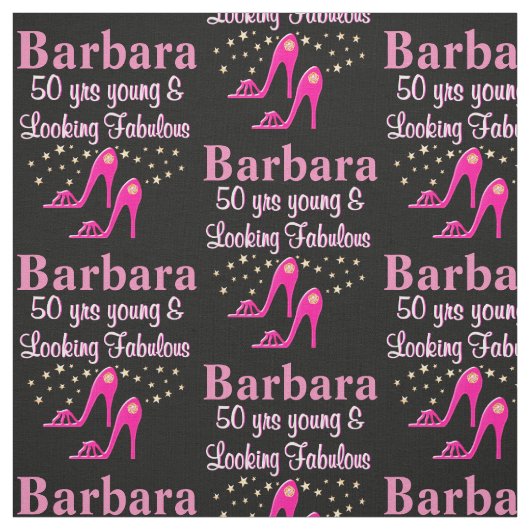 ピンク50番目の誕生日パーソナライズされた靴布 ファブリック (見本)