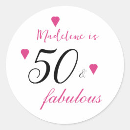 ピンク50素晴らしいハートタイポグラフィ50歳の誕生日 ラウンドシール
