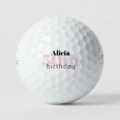 ピンク50誕生日パーソナライズされたタイトルリストPro V1 ゴルフボール (正面)