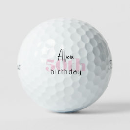 ピンク50誕生日パーソナライズされたタイトルリストPro V1 II ゴルフボール