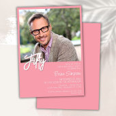 ピンク50誕生日写真 招待状