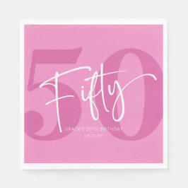 ピンク50th50th誕生日パーティー スタンダードランチョンナプキン