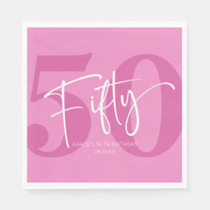 ピンク50th50th誕生日パーティー スタンダードランチョンナプキン