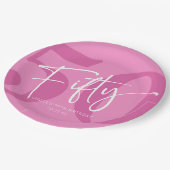 ピンク50th50th誕生日パーティー ペーパープレート (アングル)