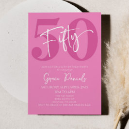 ピンク50th50th誕生日パーティー 招待状